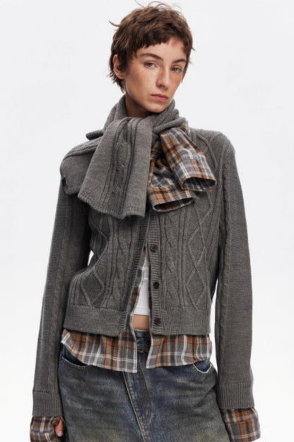 Wool Twist Cardigan Sweater Set-Up