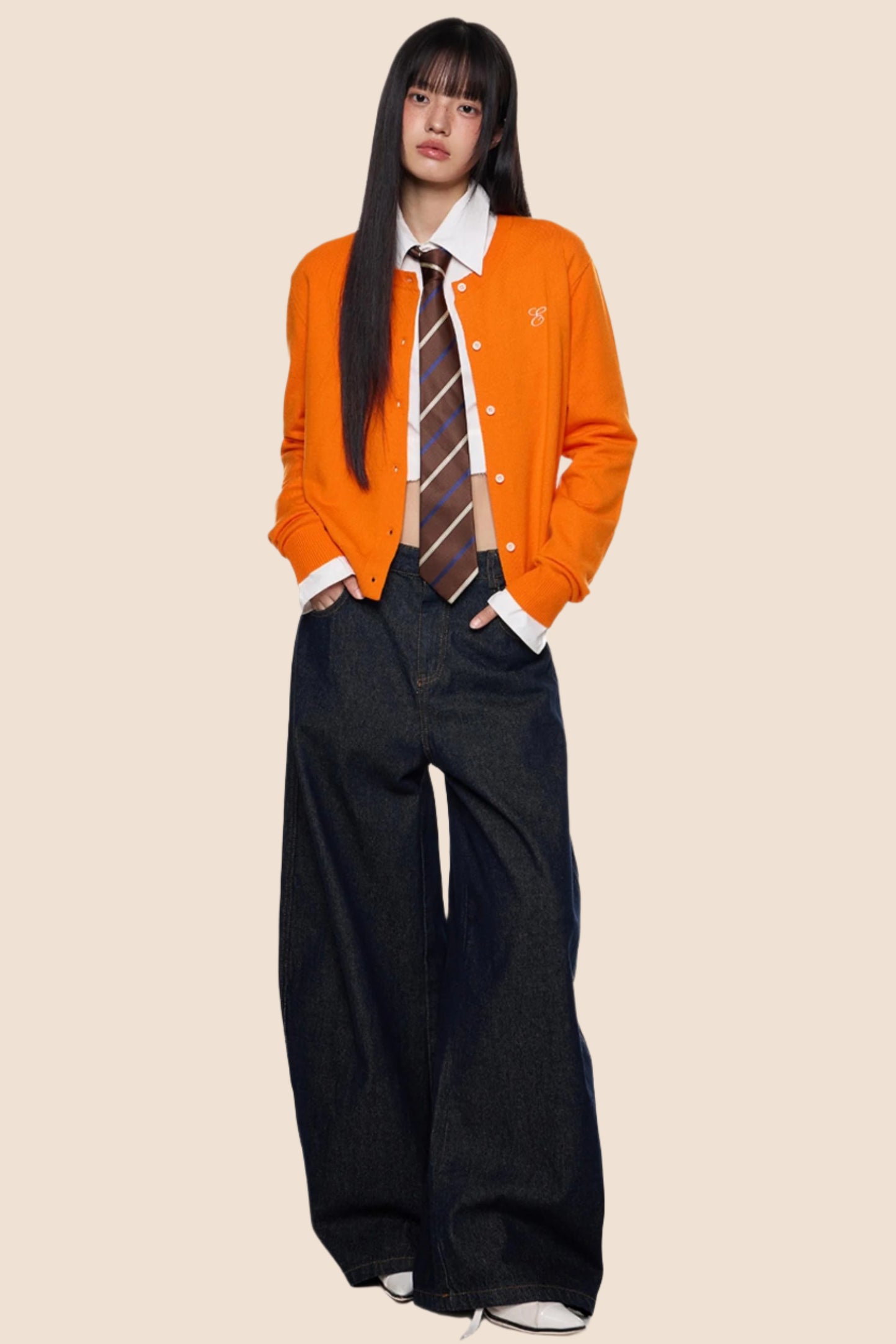 Embroidered Cropped Knit Sweater Cardigan