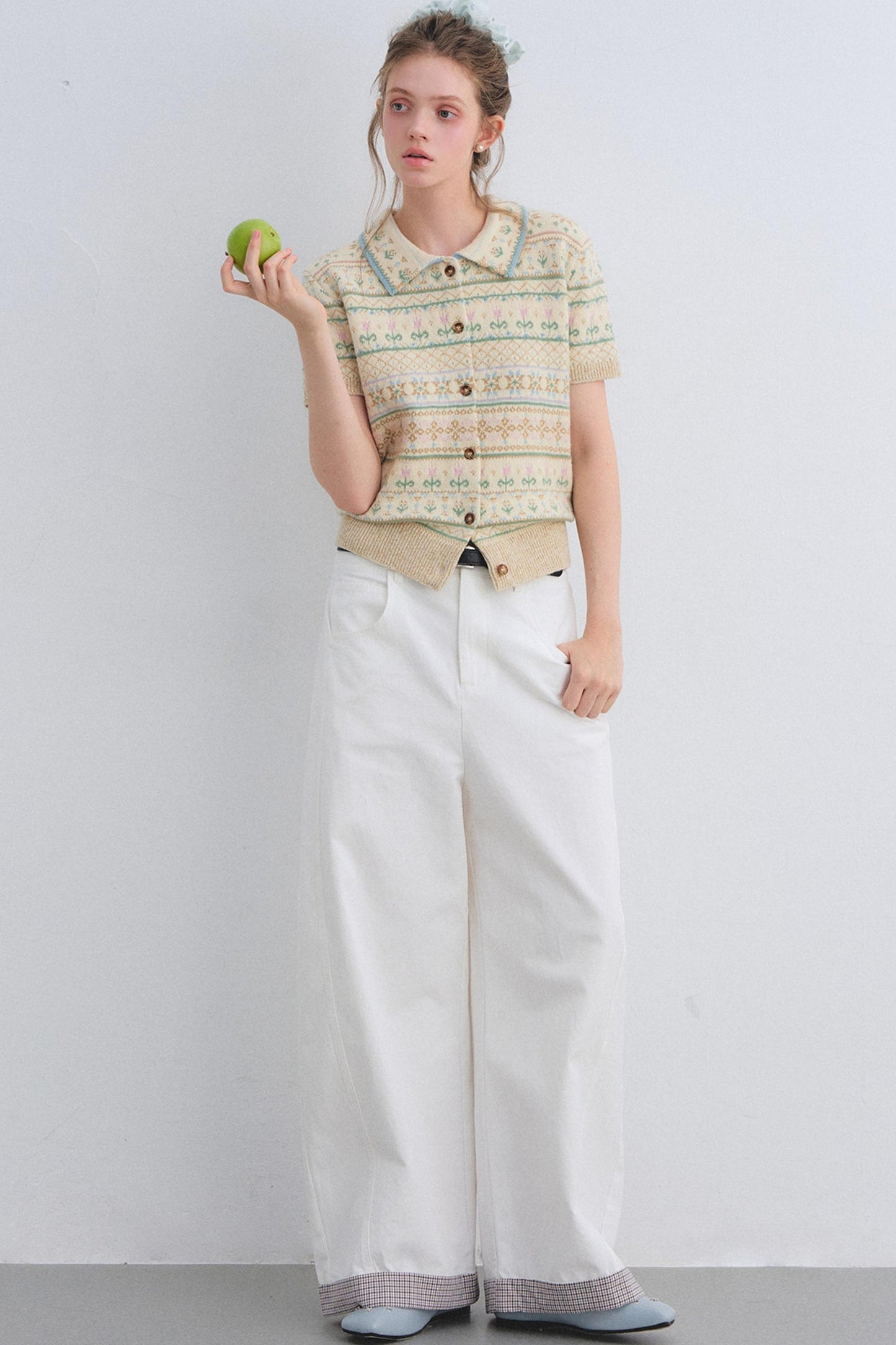 Wool Blend Fair Isle Top