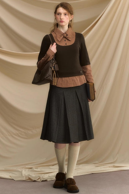 Bow Tie Plaid Slim Shirt