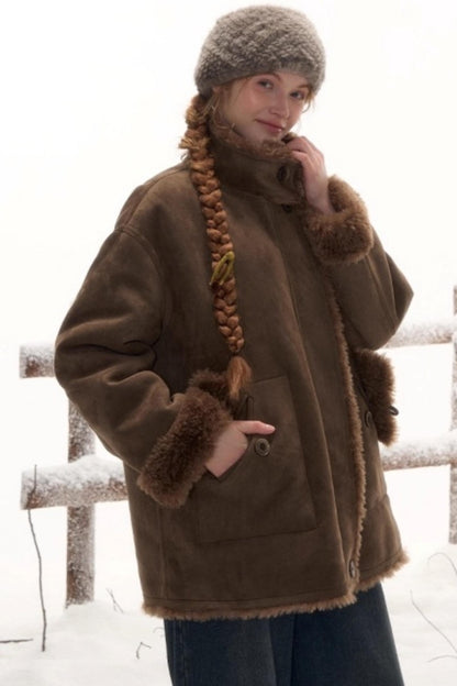 Reversible Suede Stand Collar Jacket