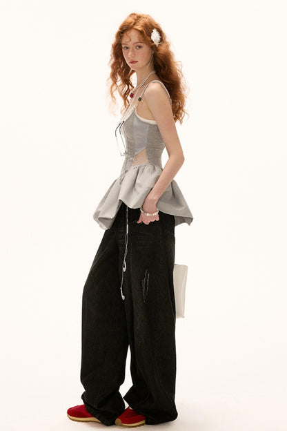 Vintage Black Lotus Leaf Jeans