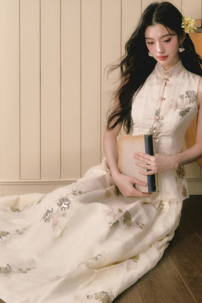 Sequin Embroidered Chinese Skirt