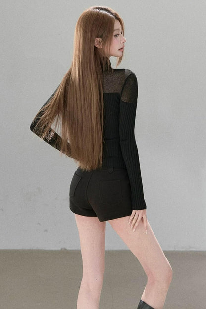 Wool Blend Hollow Knit Top