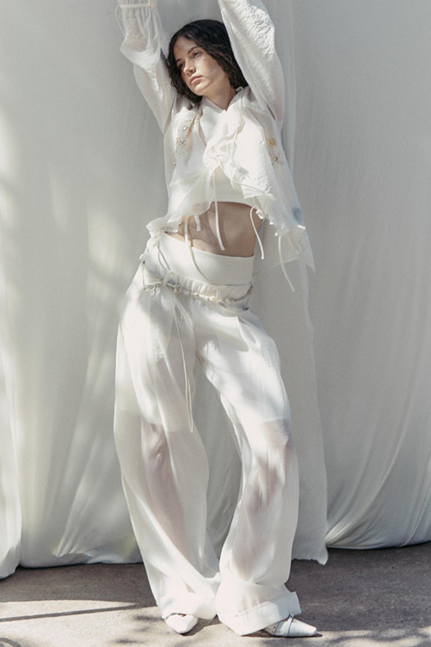 Handmade Beaded Wide Leg Pants