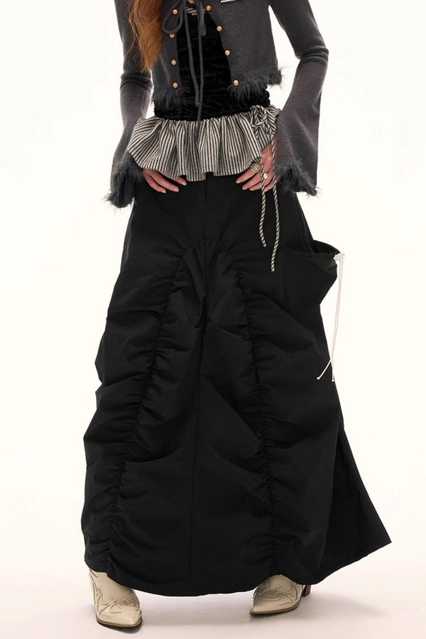 Functional Irregular Hem Black Skirt