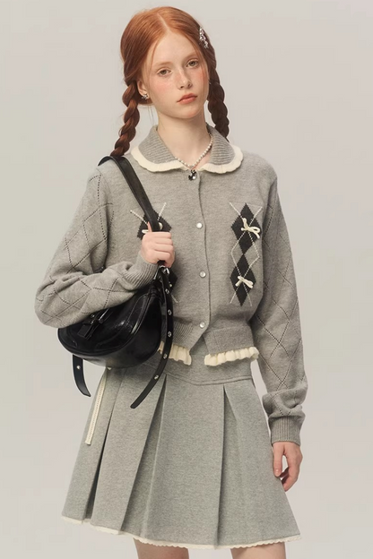 Retro Diamond Knit Cardigan