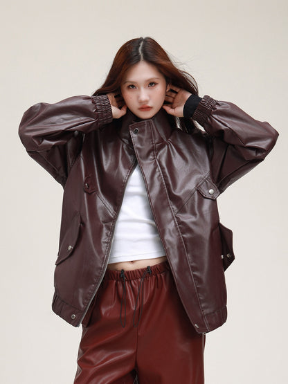 American Retro Loose Biker Leather Jacket