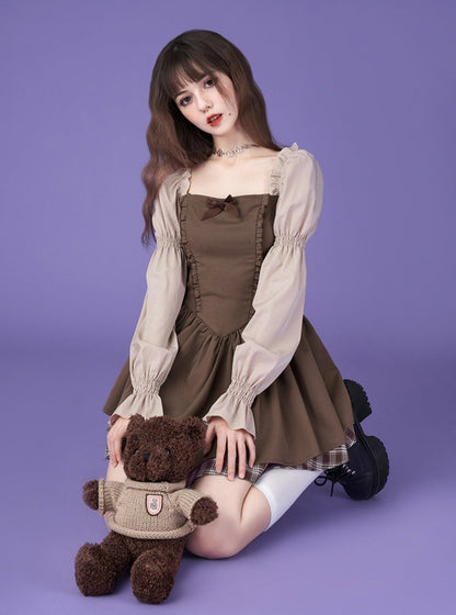 Long sleeves cinched waist thin dress