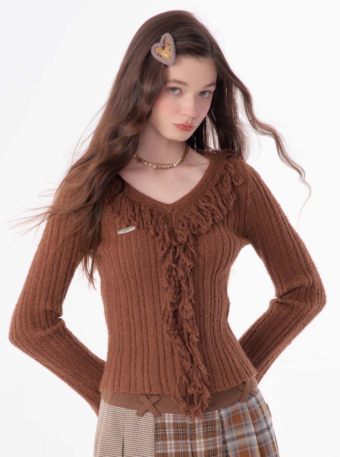 American slim V-neck sweater