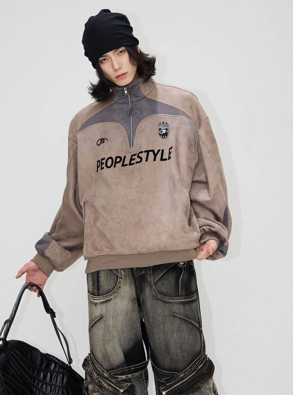 Rollar Half-Zip Pullover Sweatshirt Mantel