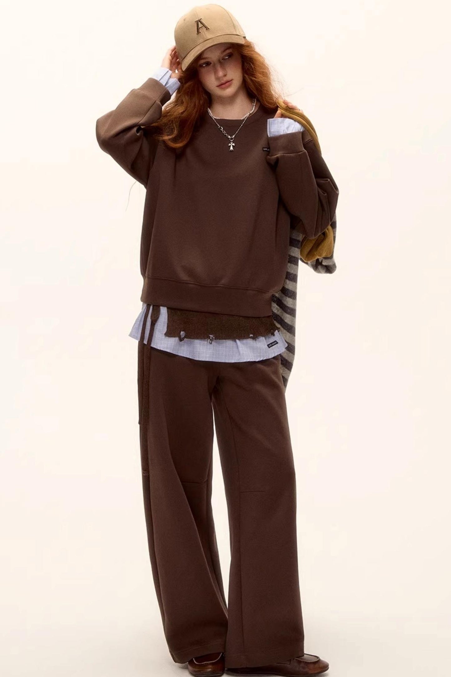 Plaid Patchwork Knit Sweater Set-Up