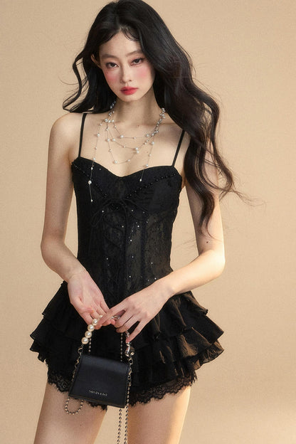 Strap Lace Mini Dress