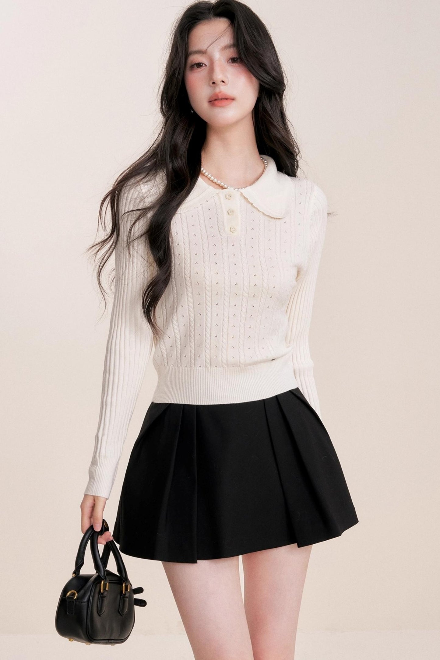 Romantic French Knit Long Sleeve Top