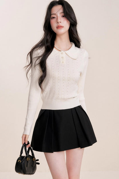 Romantic French Knit Long Sleeve Top