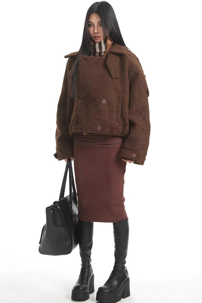 Retro Brown Woolen Coat