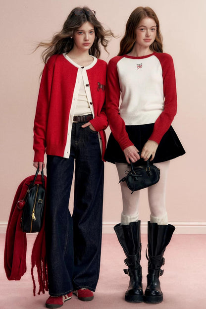 Color-Block Wool Blend Knit Sweater