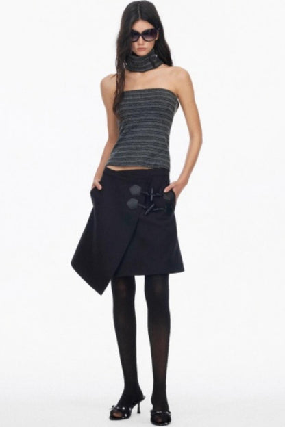 Irregular Toggle Button Skirt