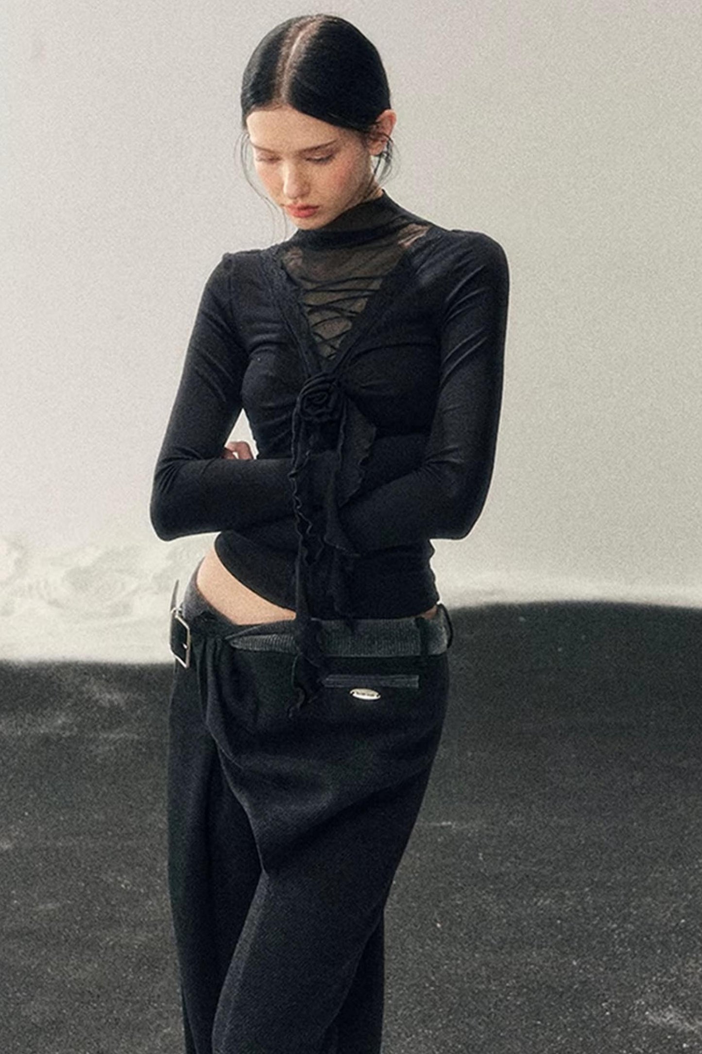 High-Neck Lace Winter Top