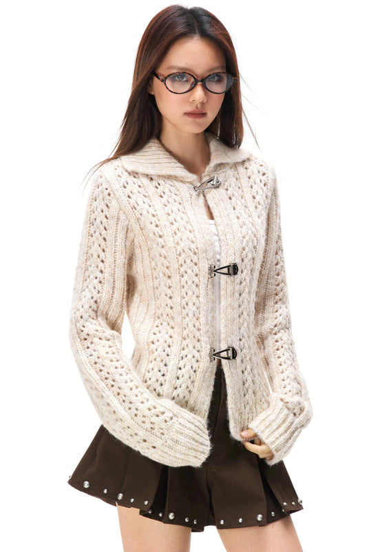 Hollow-Out Cable Knit Sweater