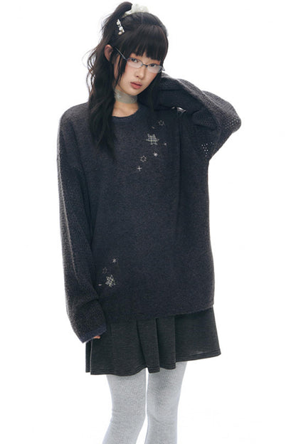 Embroidered Star Knit Sweater