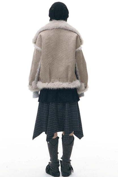 Lapel Shearling Suede Coat