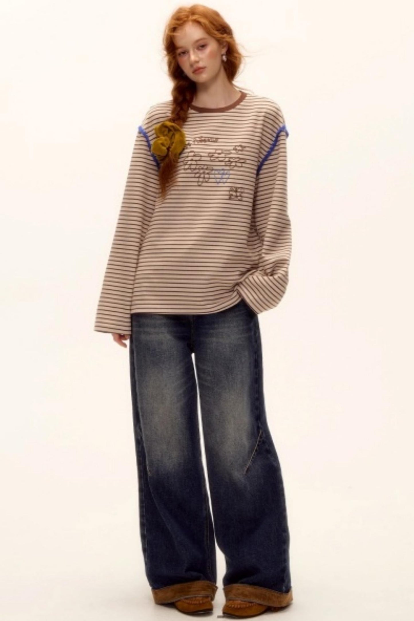 Suede Patchwork Denim Pants