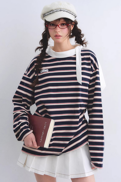 Retro Striped Color-Blocked Top