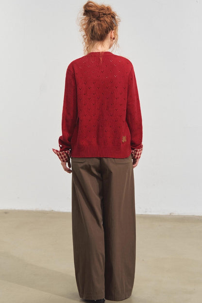 Vintage Check Lace-Up Cardigan