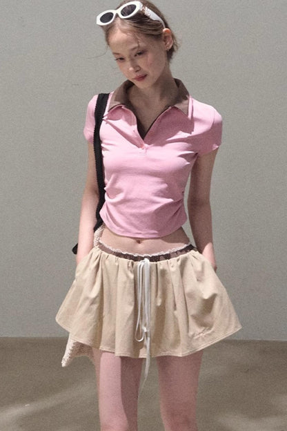 Vintage Lace Poncho Polo Skirt Set-Up