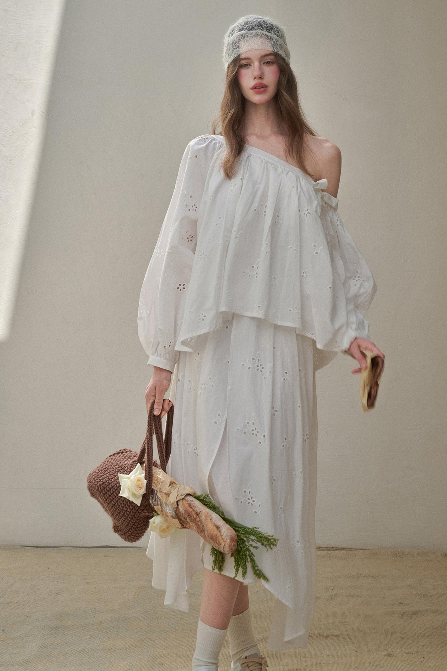 Embroidered Flower Elegant Skirt Set-Up