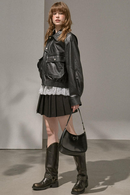 Silk Classic Pleated Puffy Short Skirt