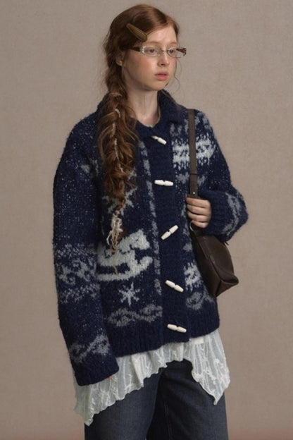 Retro Collegiate Knitted Cardigan