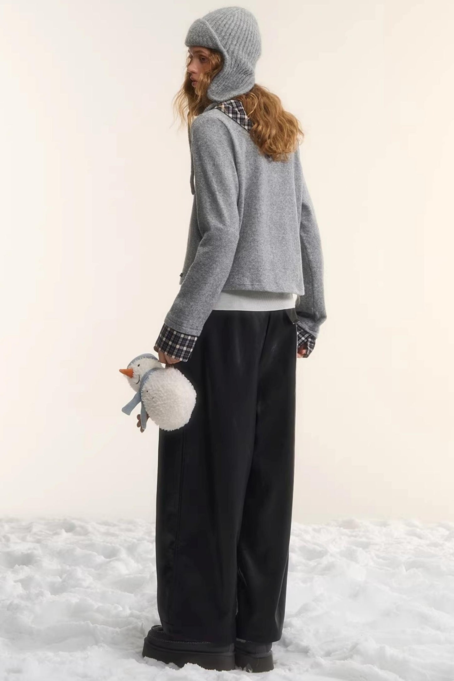 Wool Plaid Patchwork Cardigan