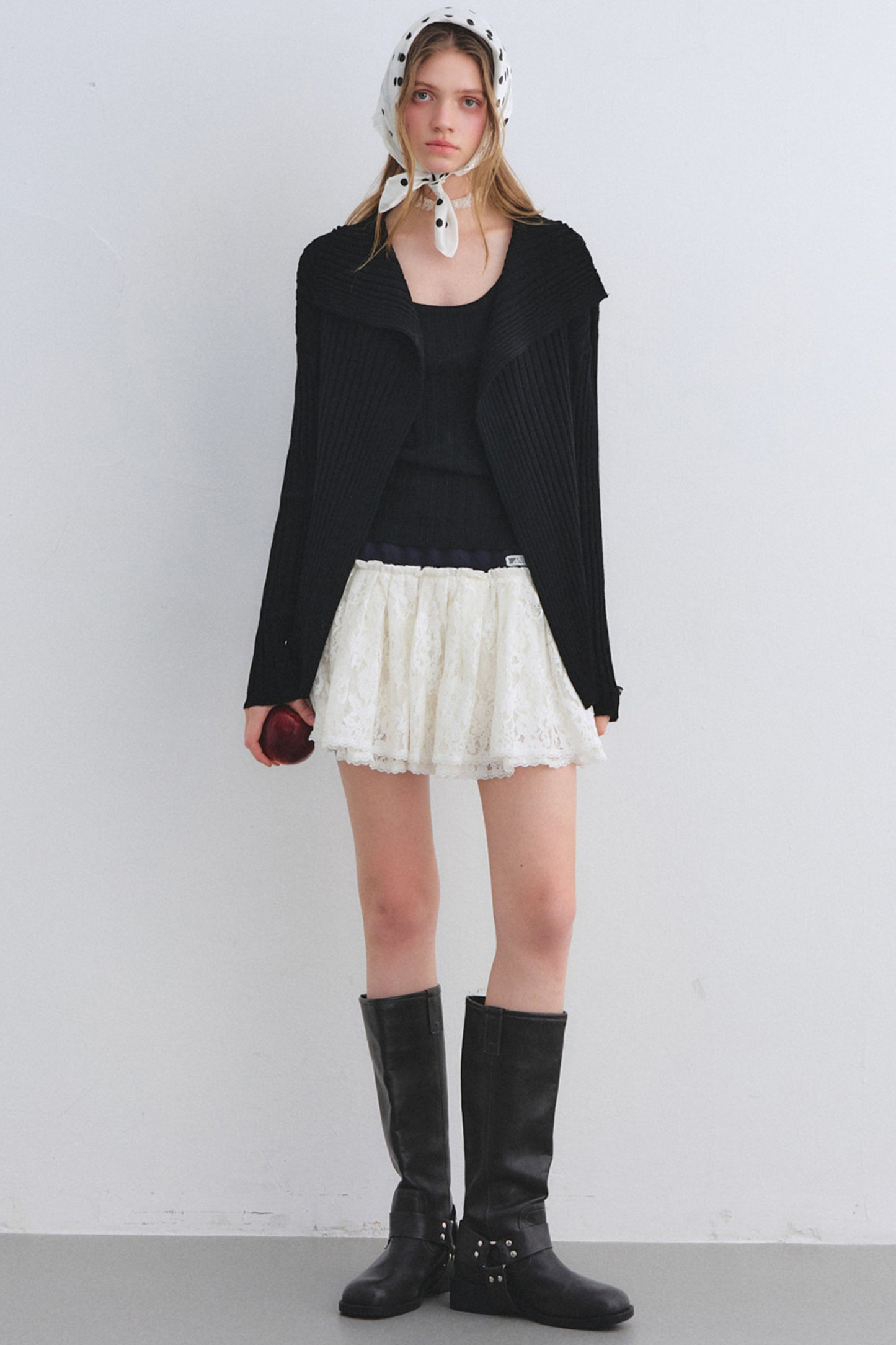 Wool Blend Cardigan Base Top Set