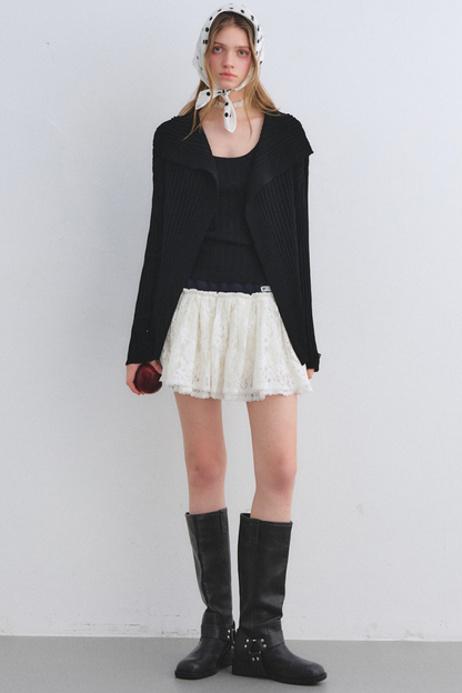 Wool Blend Cardigan Base Top Set