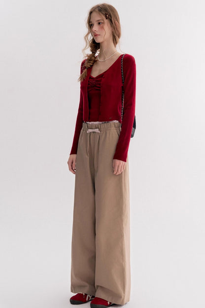 Red Knit Suspender Set