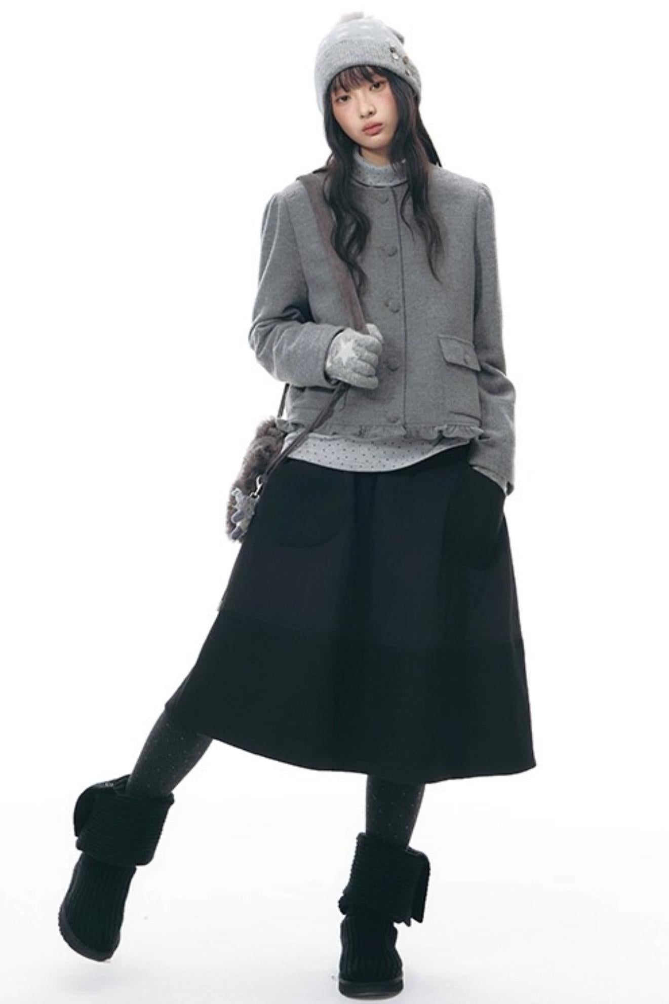 Textured Quilted A-Line Skirt