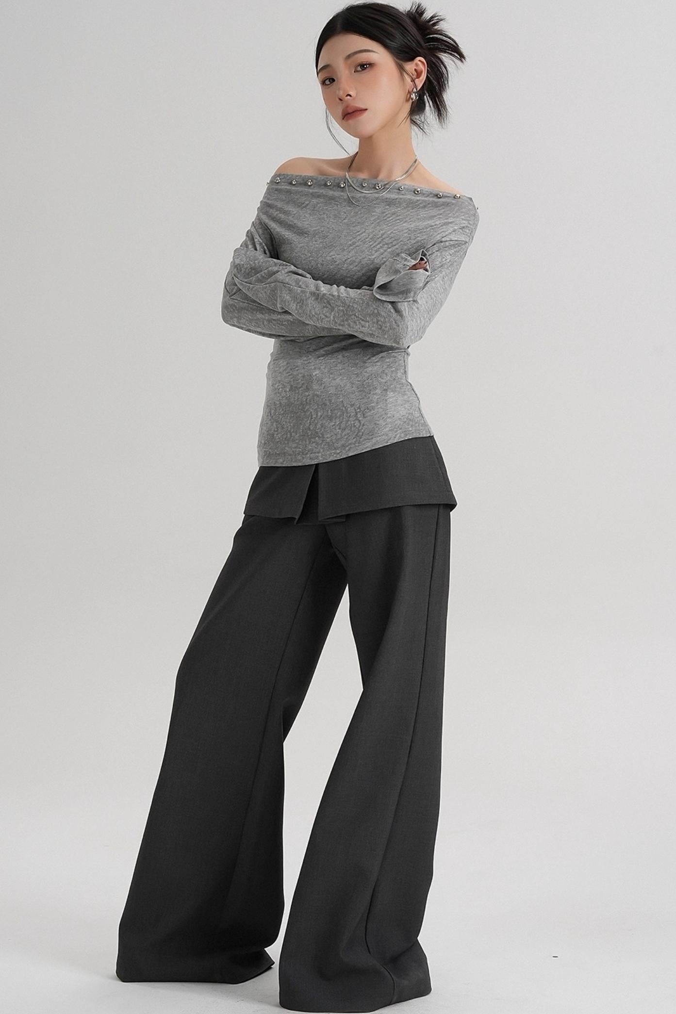 Niche Rivet Long-Sleeved T-Shirt