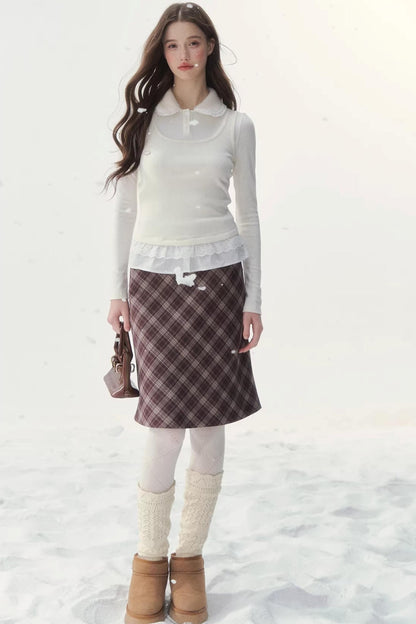 Faux Two-Piece Knitted Blouse