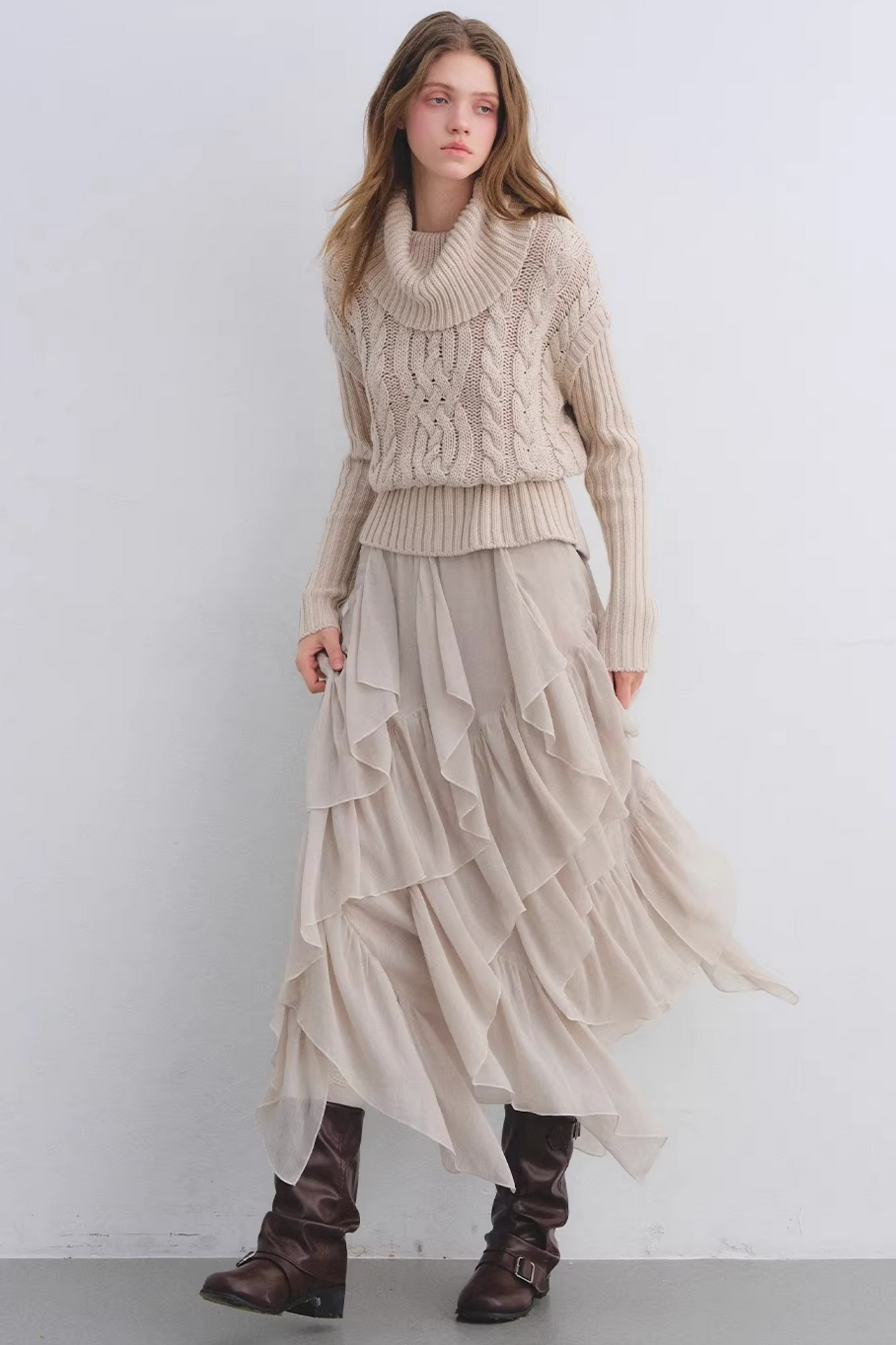 Wool Blend Cable Knit Sweater