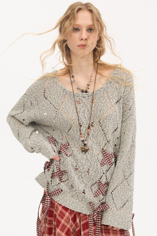 Strappy Quilted Hollow Sweater