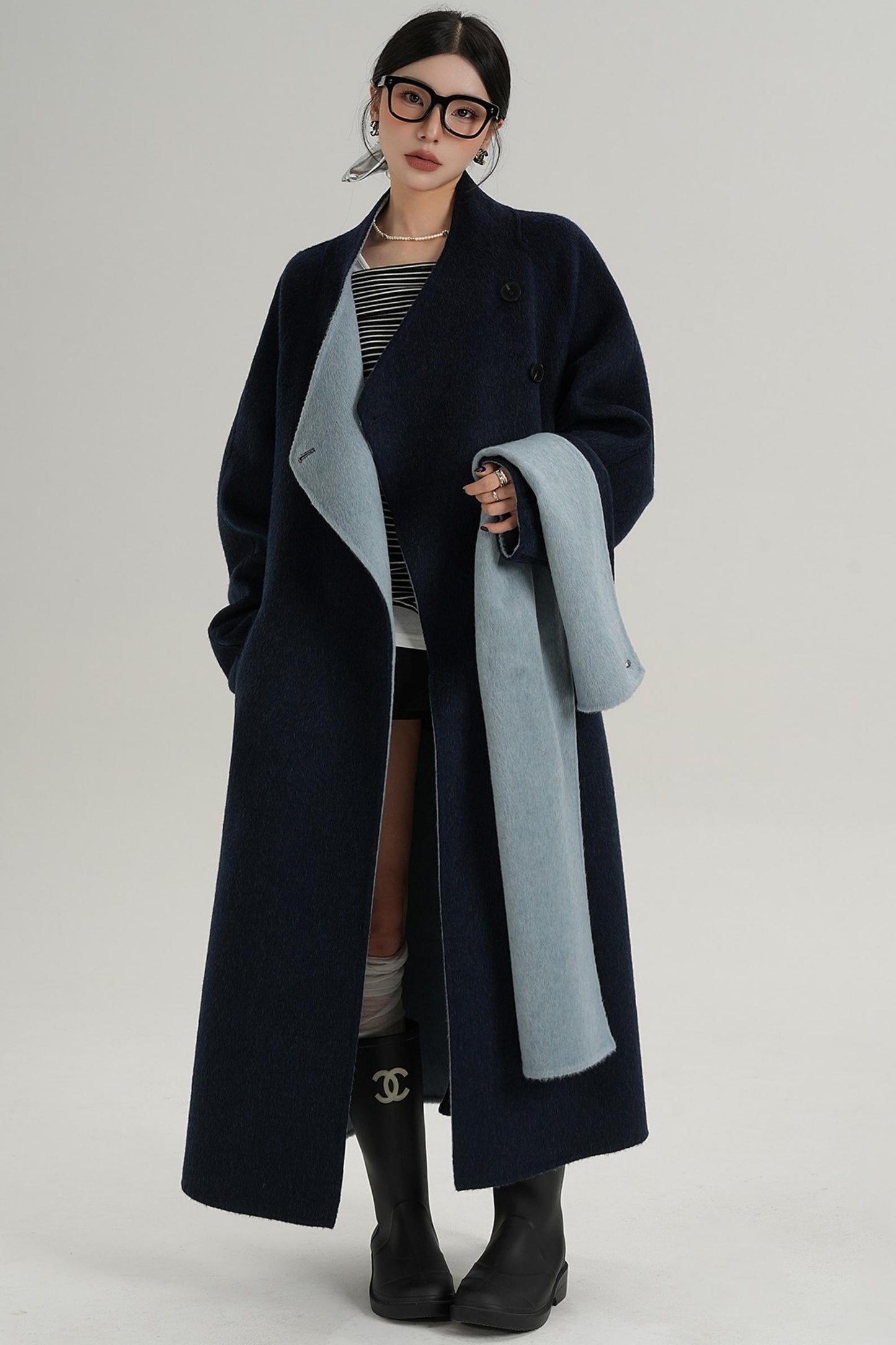 Reversible Long Wool Coat