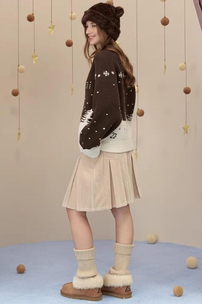 Reversible Suede Pleated Skirt