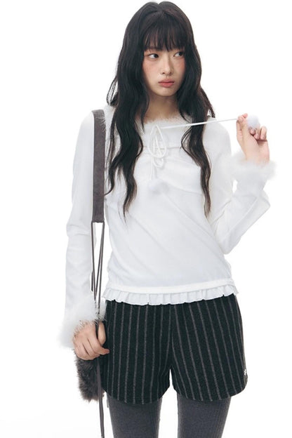 Patchwork Tweed Bootcut Shorts