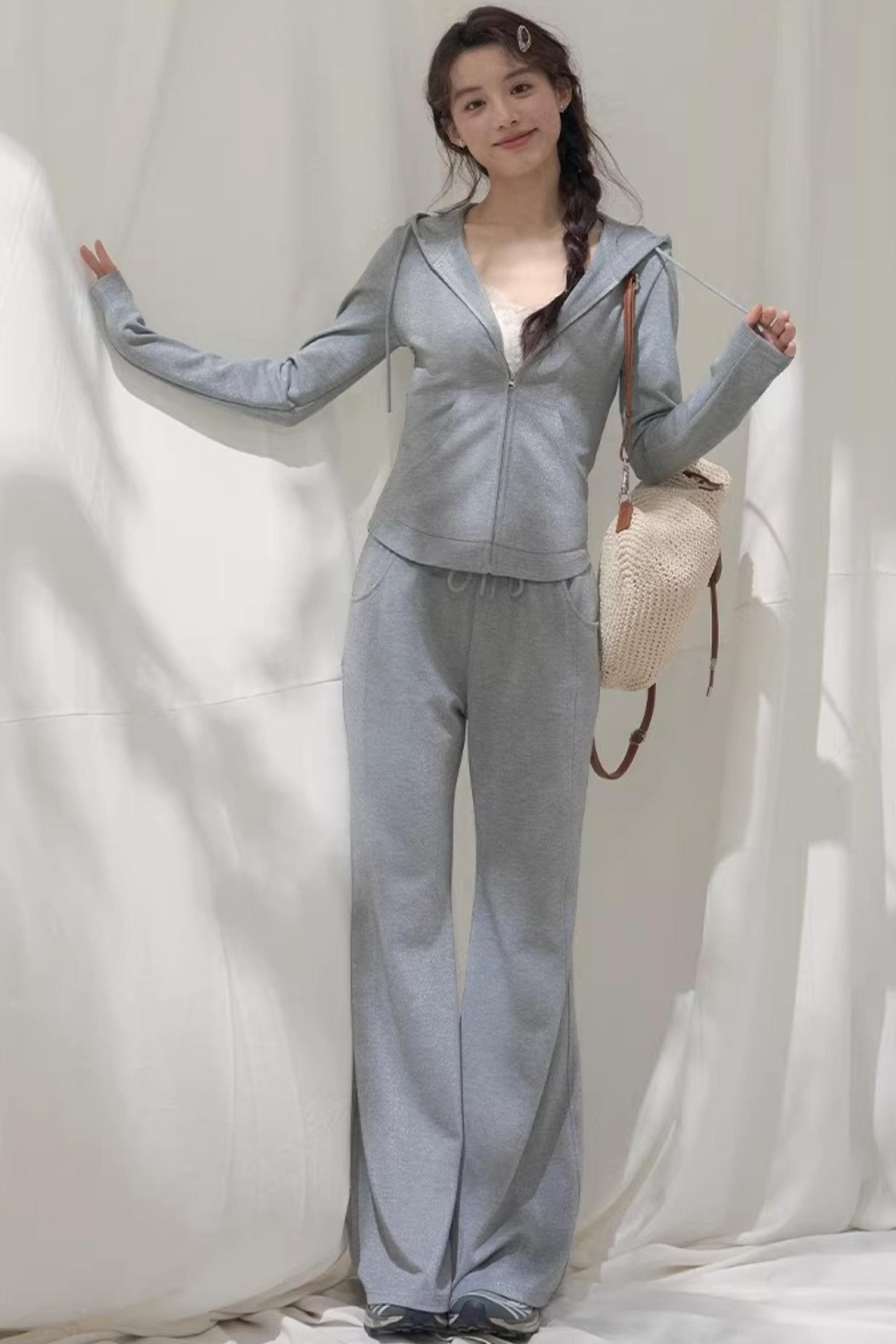 Hooded Zipper Sweatshirt Set-Up