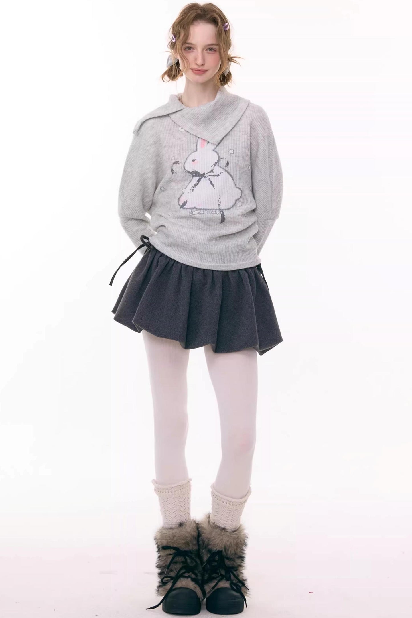 Rabbit Print Knitted Top