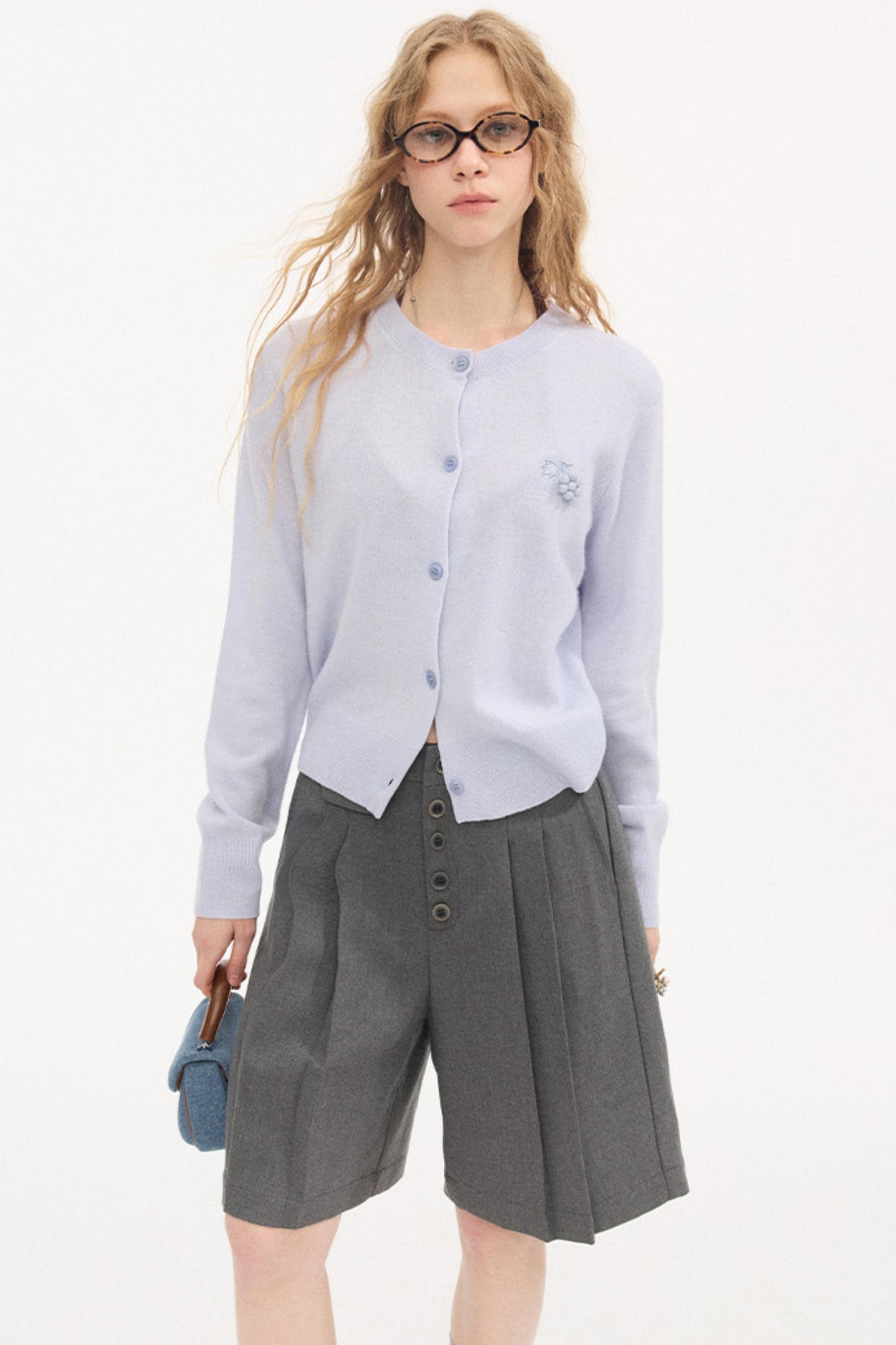 Embroidered Grape Wool Sweater