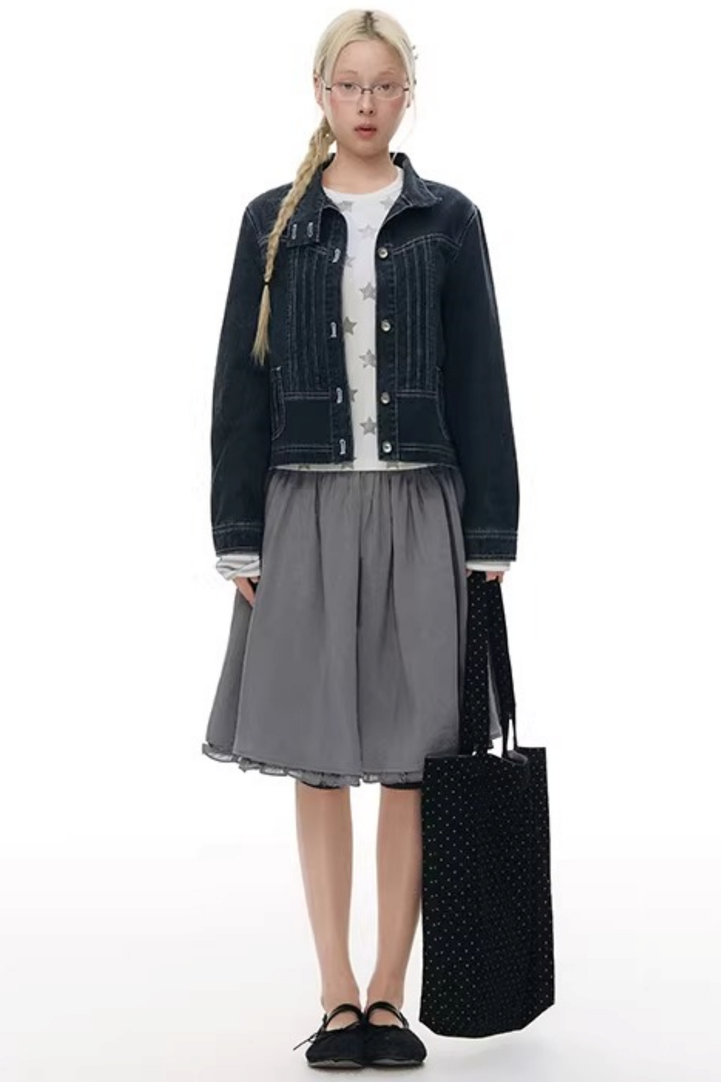 레이스 플래킷 블라우스 셋업