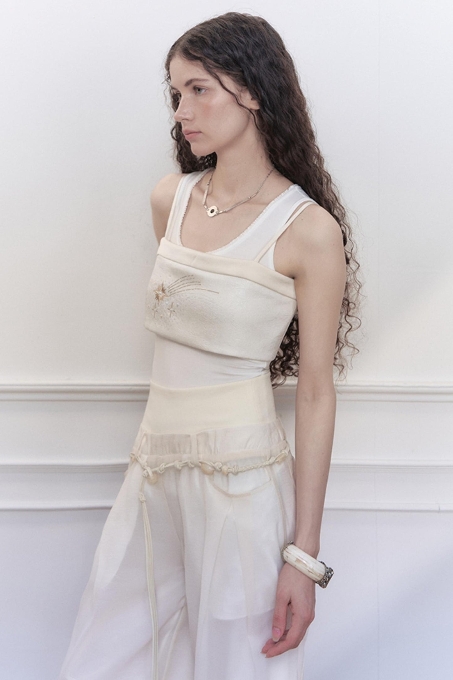 Lace Collar Knit Camisole Set